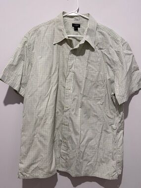 J. Crew Short-Sleeve Button-Down in Light Green Check